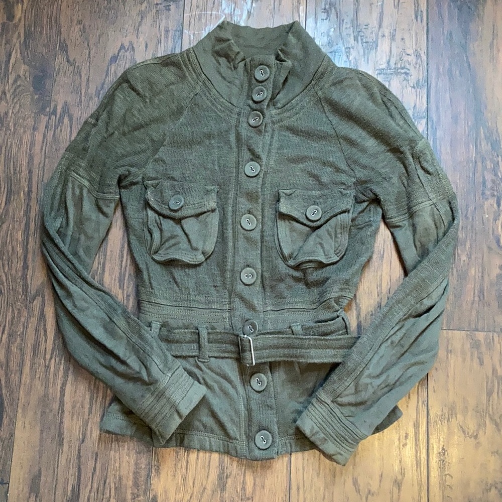Free People Green Button Down Jacket - image 1